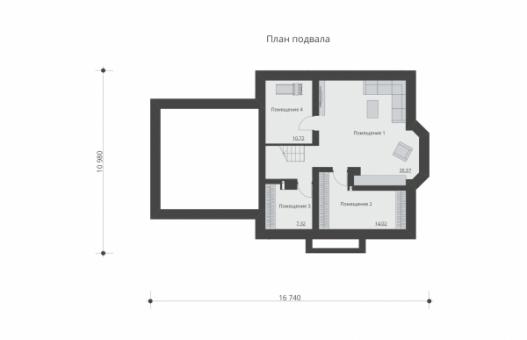 Проект одноэтажного дома с подвалом, мансардой, гаражом и террасой